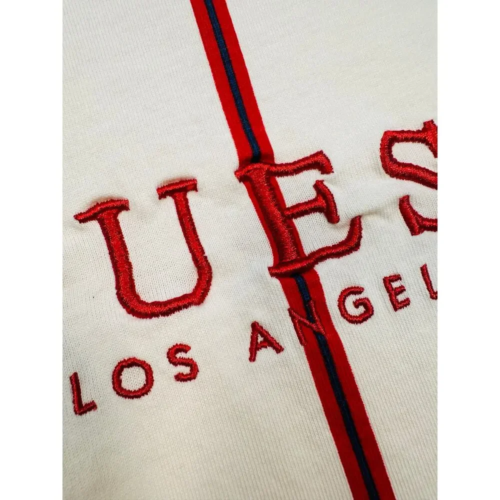 Guess Striped Long Sleeve Embroidered Logo Tee Size Medium - Picture 3 of 6